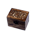 Caja pequeña de madera de mango tallada con motivos florales para 6 frascos de aceite esencial