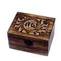 Caja de madera de mango tallada para 12 frascos de aceite esencial