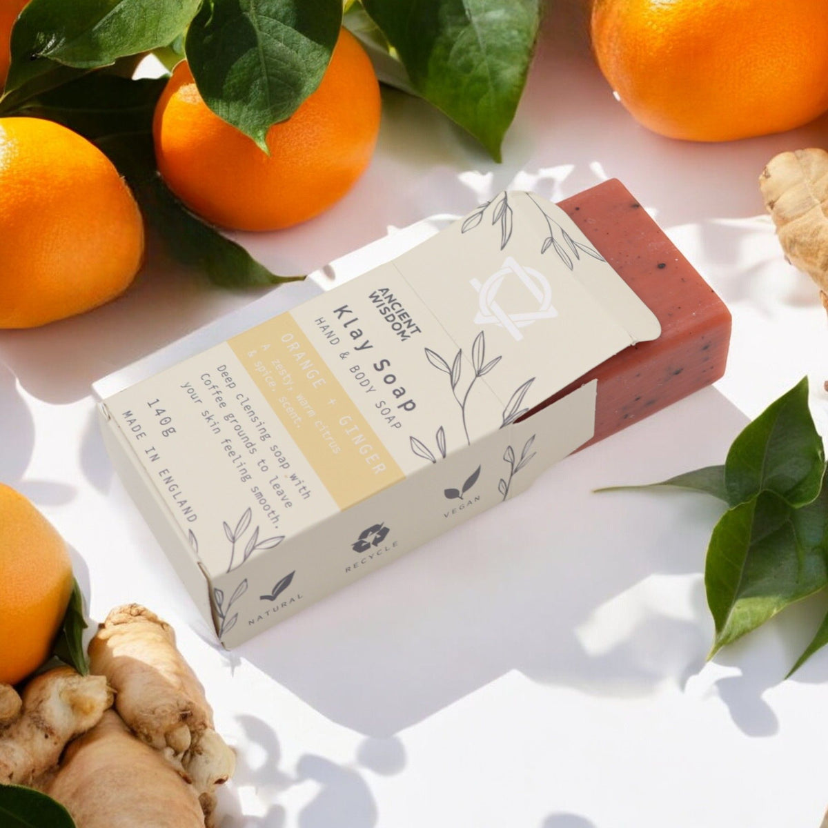 Jabón natural de arcilla · Naranja y Jengibre