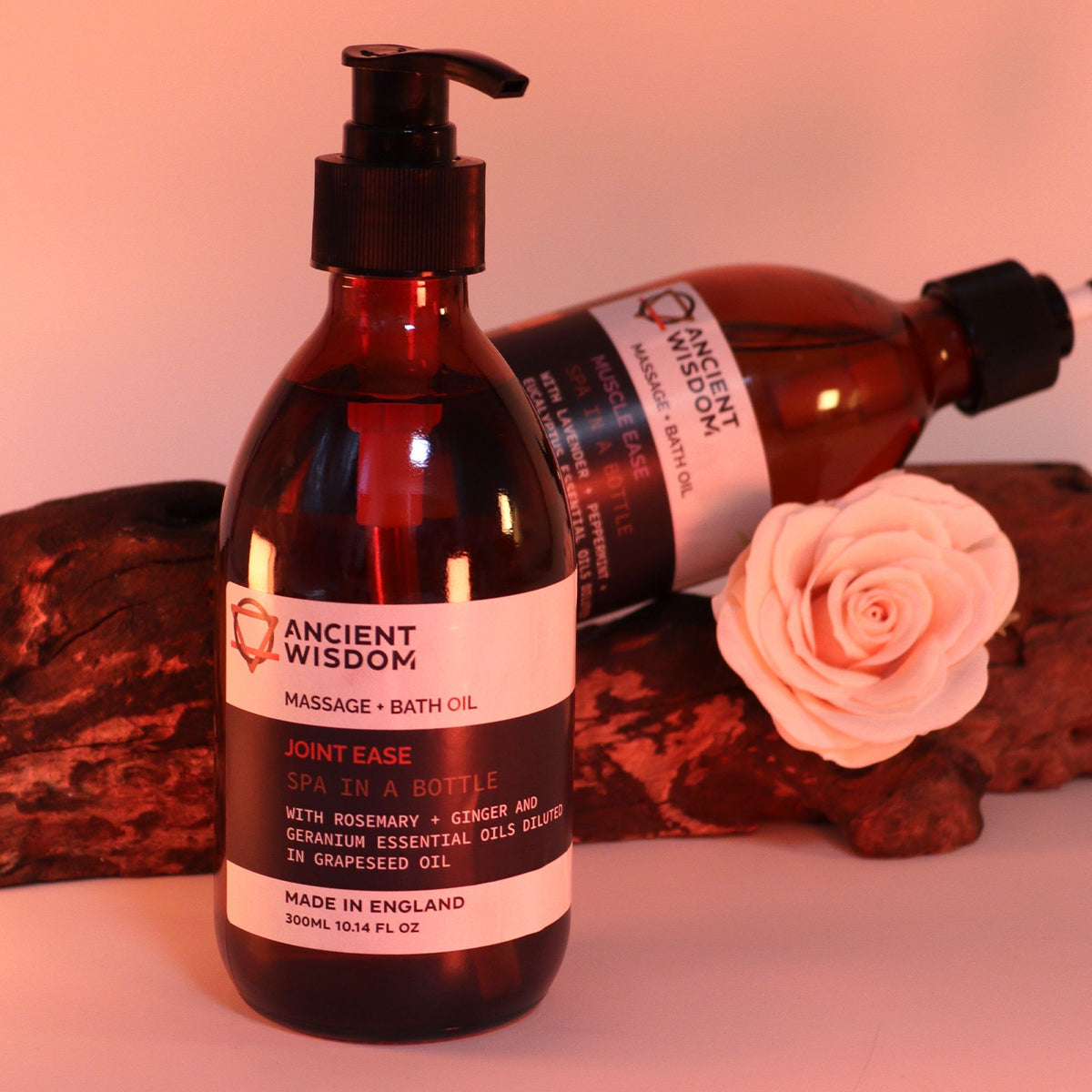 Aceite de masaje y baño · Herbal · Geranio, romero y jengibre · 300 ml