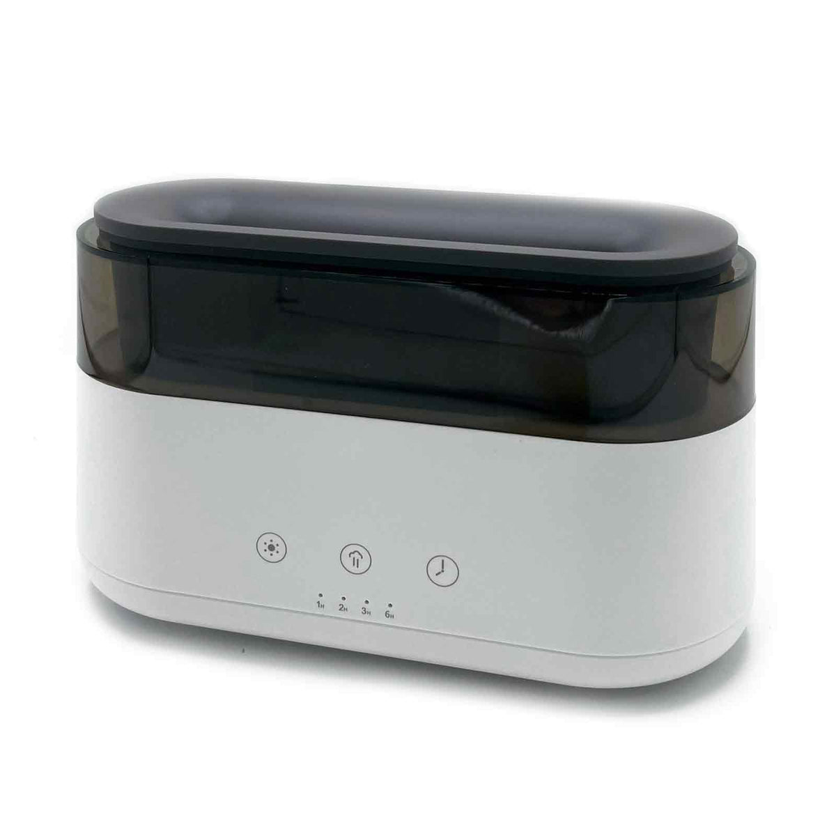 Difusor de aromas rectangular en blanco y negro con reloj LED