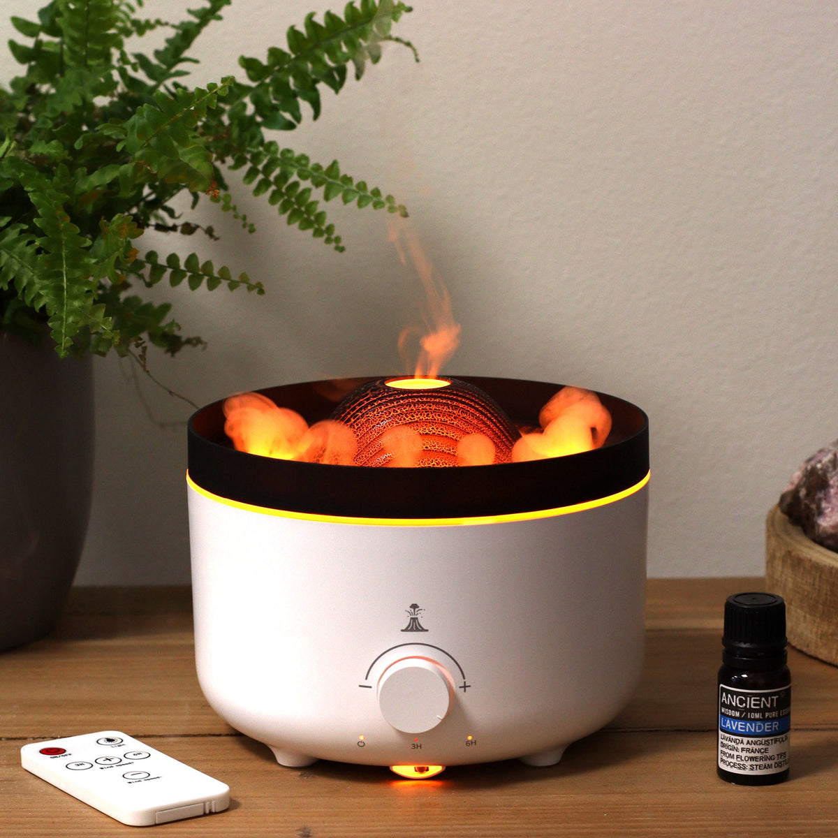 Difusor de aromas efecto volcán · Grande · Dos colores de llama