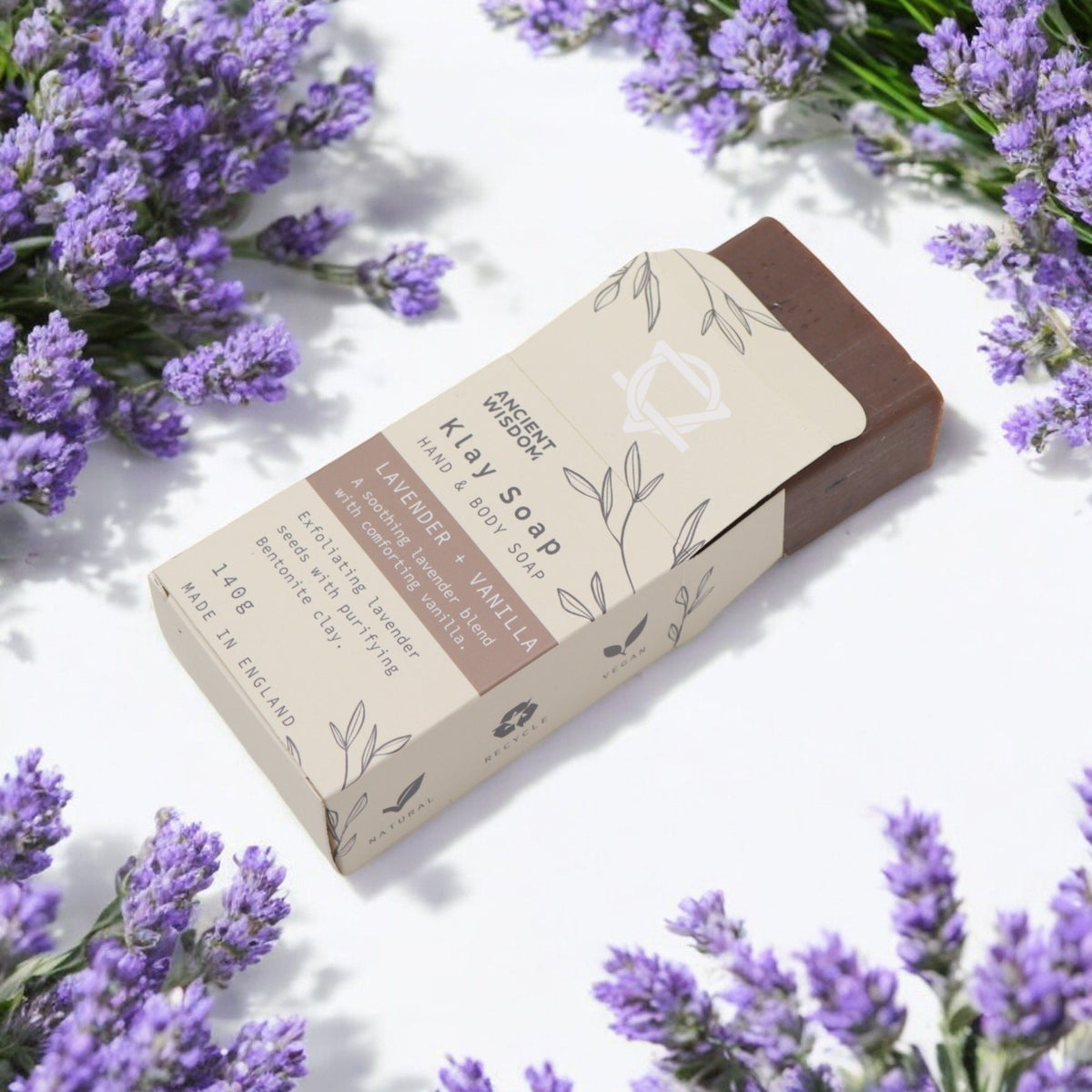Jabón natural de arcilla · Lavanda y Vainilla