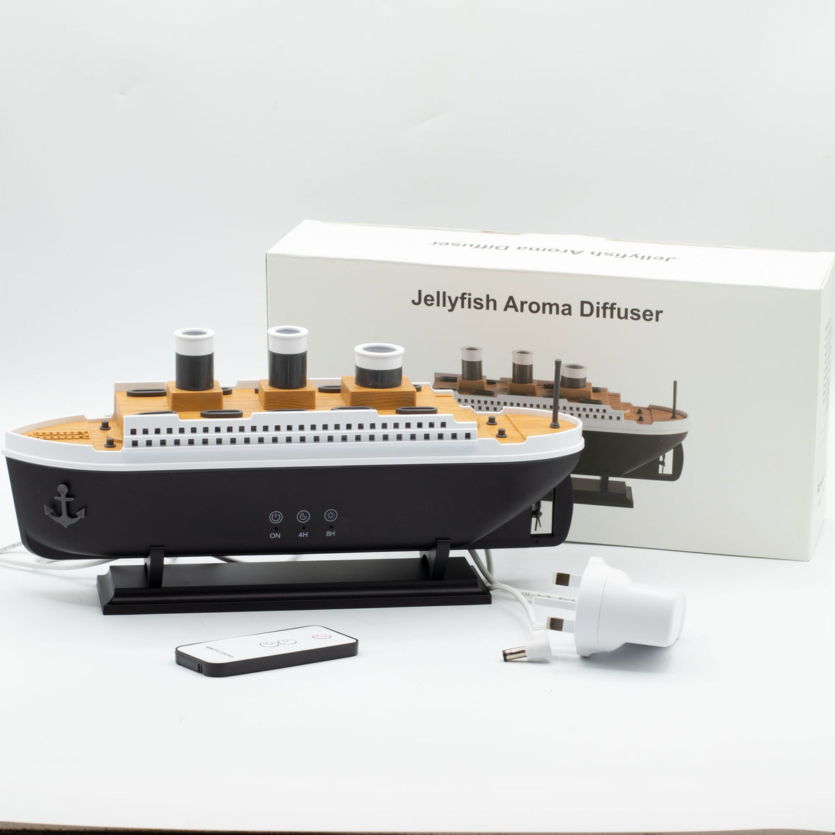 Difusor de aromas Barco · Luz LED y mando a distancia