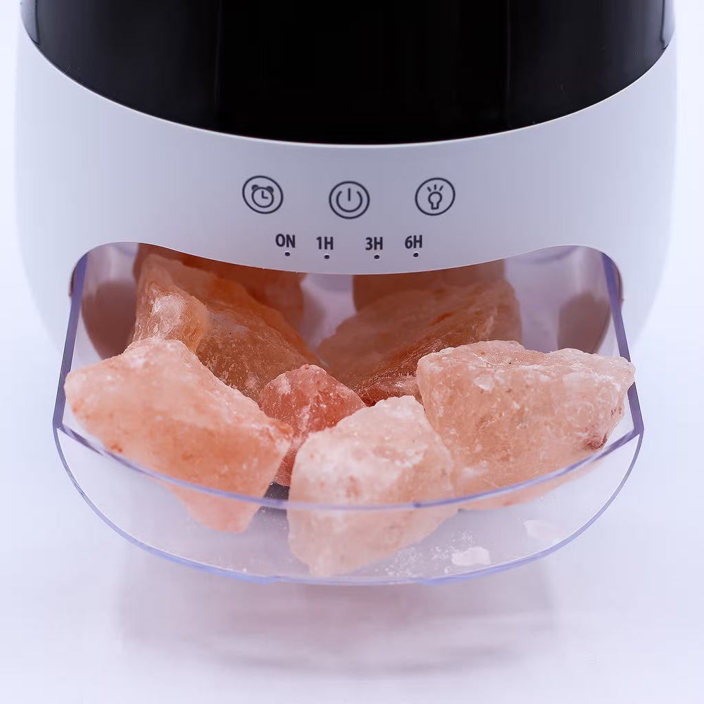 Difusor de aromas con efecto llama y piedra de sal · Blanco